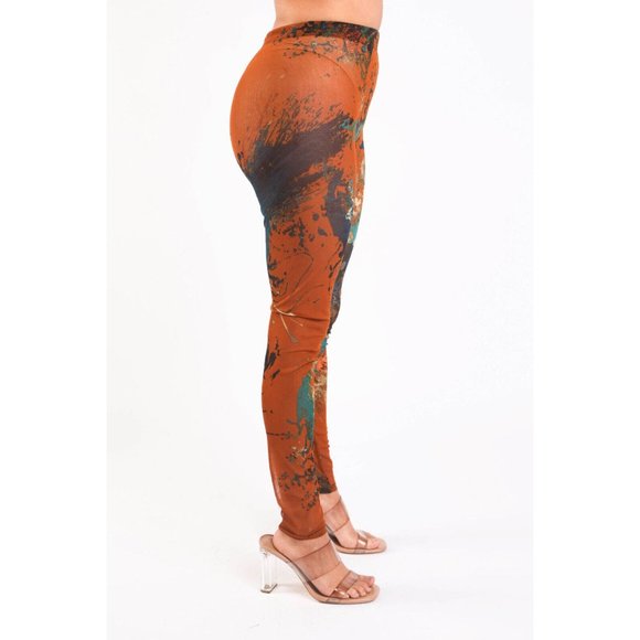 Women's Casual Printed Skinny Gym,Sports,Yoga Sexy Leggings Pants Rust-Combo - Picture 3 of 8
